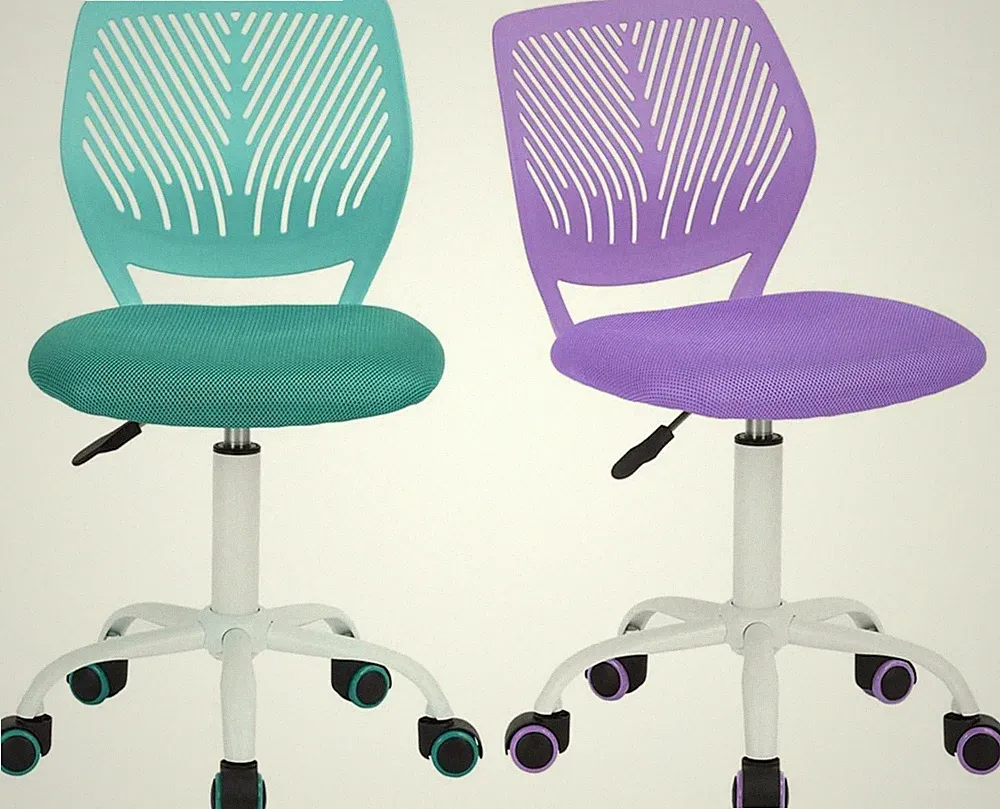 2er Set Bürostuhl Lila Türkis Stoffsitz Ergonomisch Verstellbar