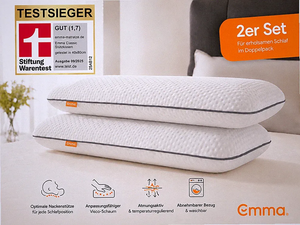 2er Set Emma Classic Stützkissen Nackenkissen ergonomisch 80x40 NEU Bestseller