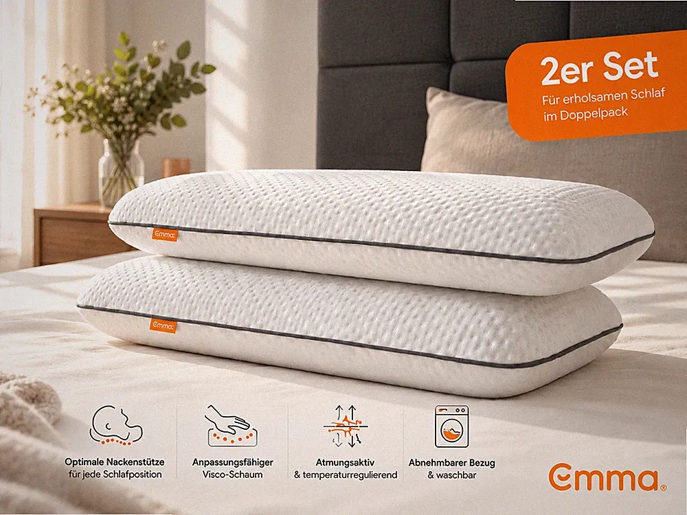 2er Set Emma Classic Stützkissen Nackenkissen ergonomisch 80x40 NEU Bestseller