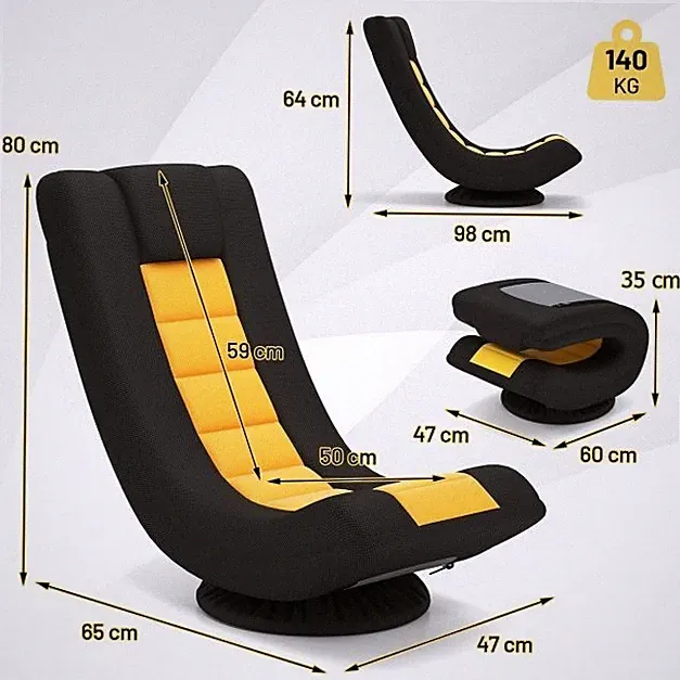 360° drehbarer Gaming-Stuhl 4 Positionen verstellbar klappbar Boden Sofa gepolsterter Sitz USA