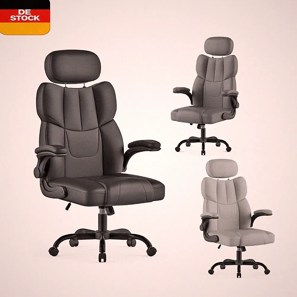 360°Ergonomischer Bürostuhl höhenverstellbar Chefsessel Drehstuhl mit Kopfstütze