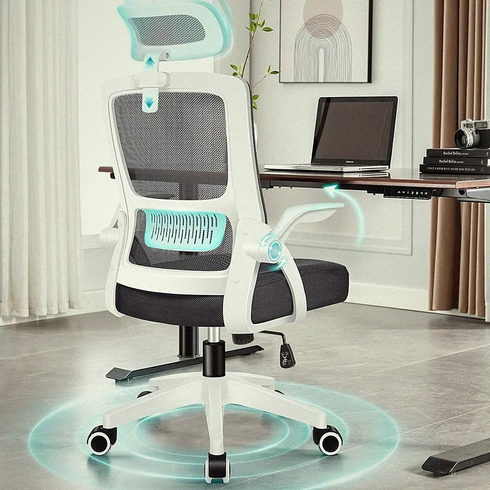 ALFORDSON Ergonomischer Bürostuhl dynamische Lordosenstütze Weiß Drehstuhl