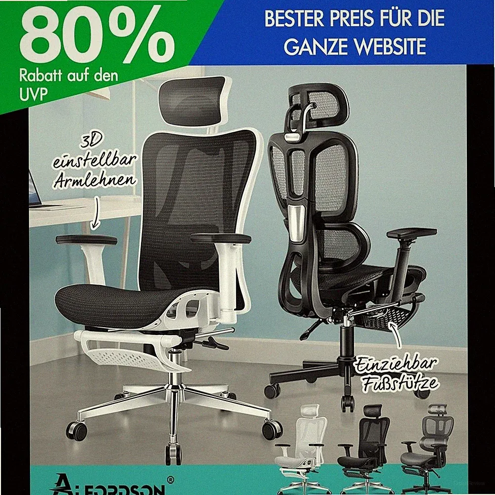 ALFORDSON Ergonomischer Bürostuhl mit Netzstoff die Arbeit am Computer Gaming