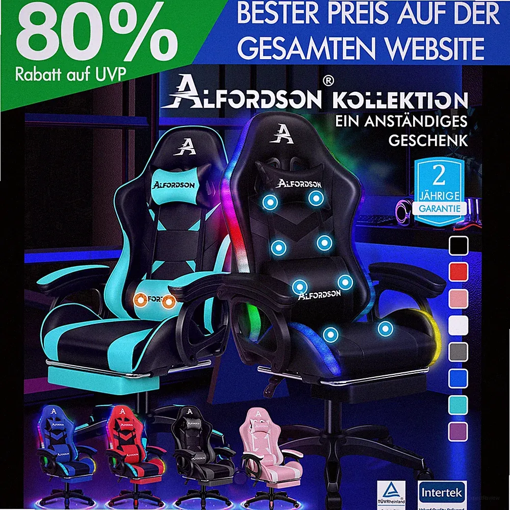 ALFORDSON Gaming Bürostuhl Massage Schreibtischstuhl Racing Computer Ergonomisch