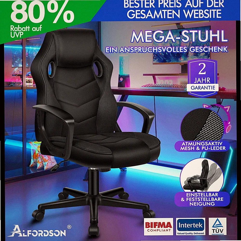 ALFORDSON Gaming Stuhl Racing Büro Ergonomisch Drehbar Exekutive Computer