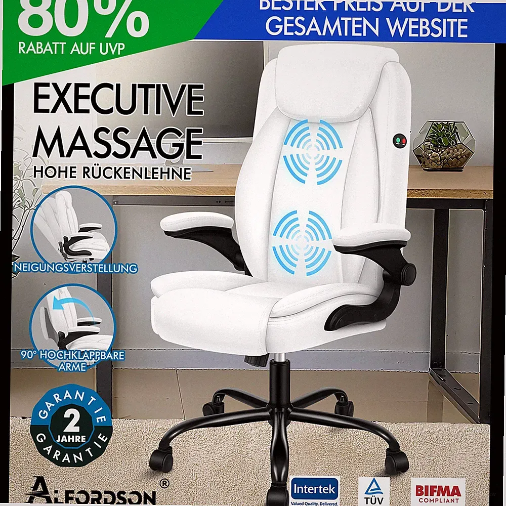 ALFORDSON Massage Bürostuhl Ergonomischer Executive Computer Gaming PU Leder