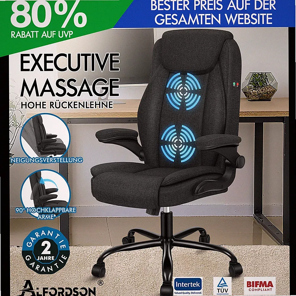ALFORDSON Massage Bürostuhl Ergonomischer Executive Computer Gaming Stoff