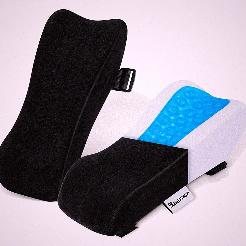 Armlehnen Polster Bürostuhl Armkissen Gel Samt Schwarz 2er Set Ergonomisch