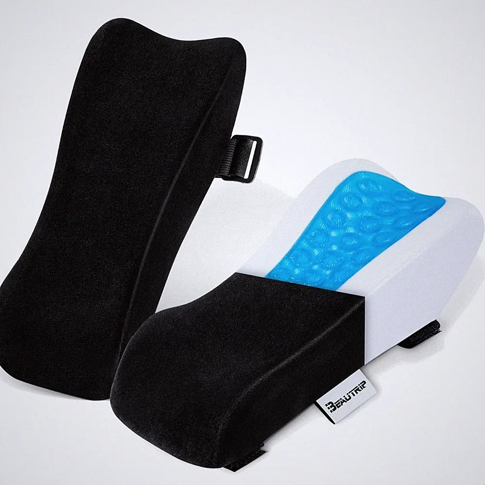 Armlehnen Polster Bürostuhl Gel Velvet Schwarz 2er Set Ergonomisch