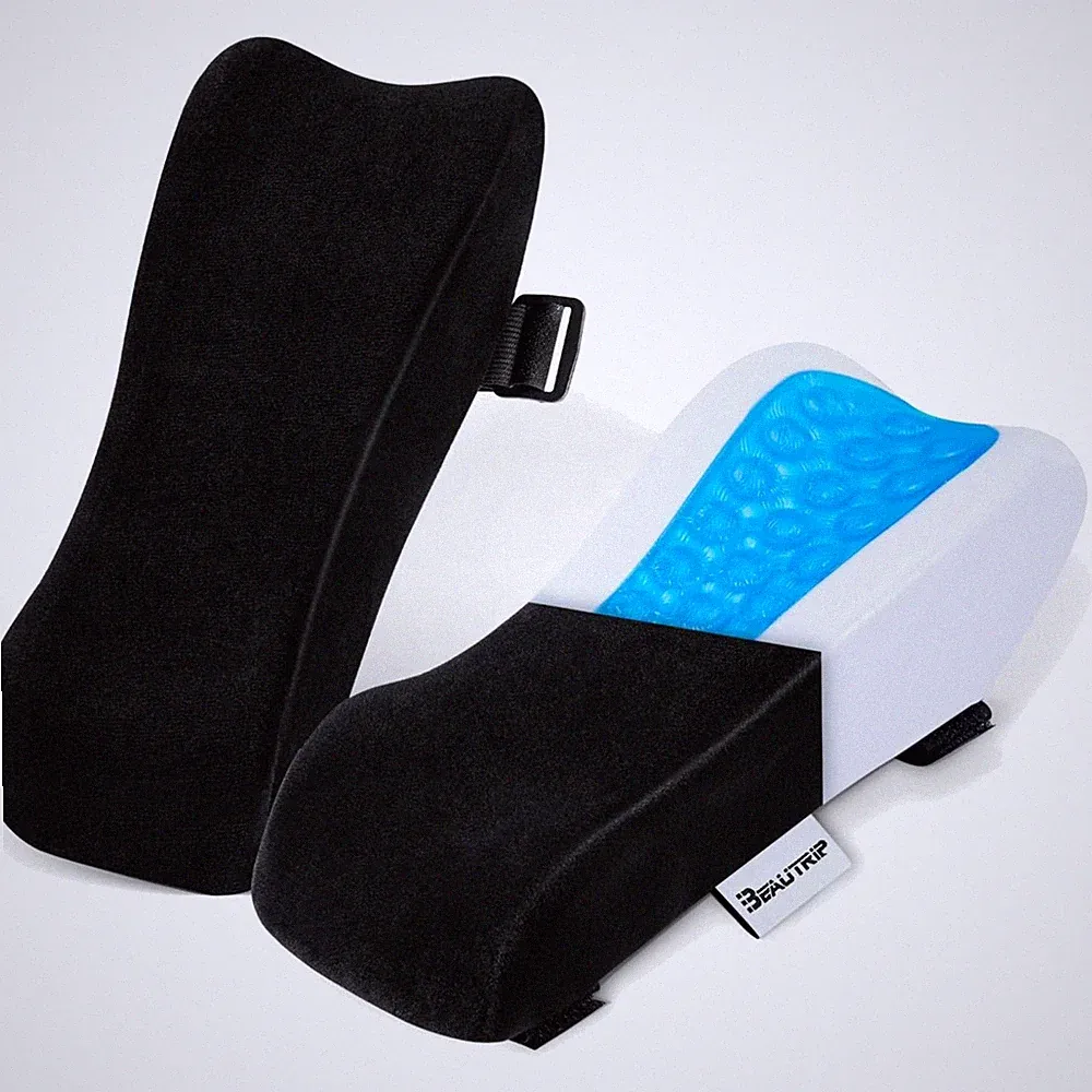 Armlehnen Polster, Schwarz Gel-Velvet, Ergonomisch, 2er Set, Bürostuhl