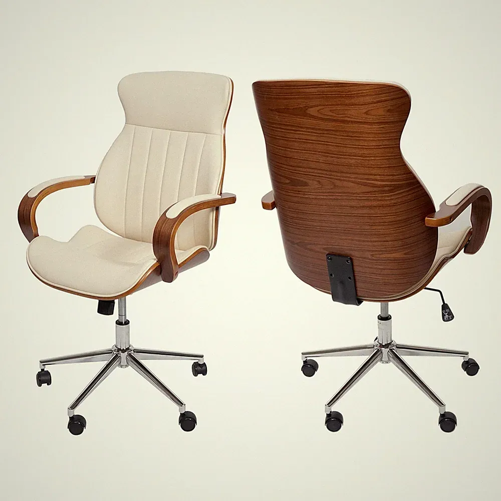 B-Ware Bürostuhl MCW-H39, Drehstuhl, Bugholz Kunstleder höhenverstellbar, creme