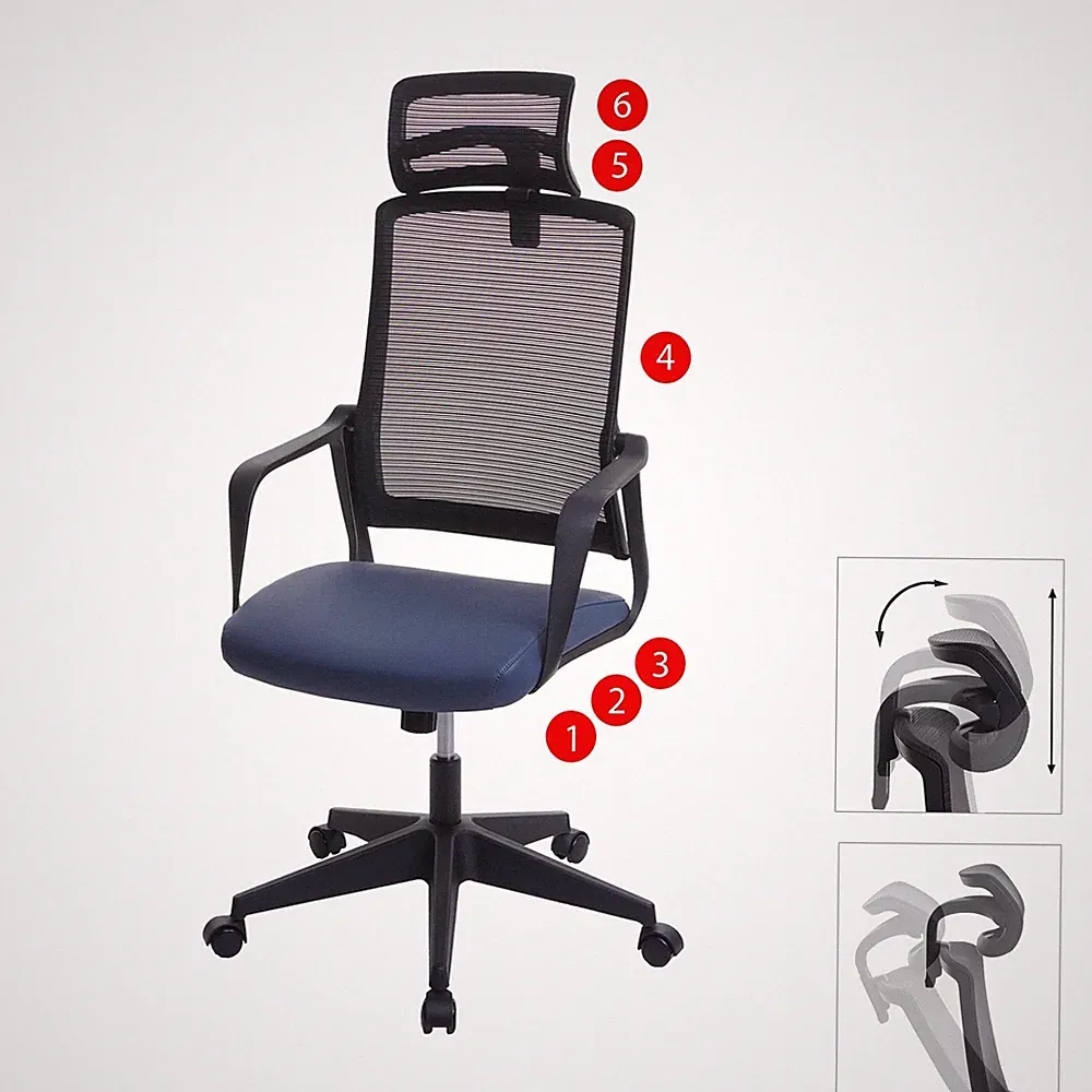 B-Ware Bürostuhl MCW-J52, Schreibtischstuhl, ergonomisch, Kunstleder blau-grau