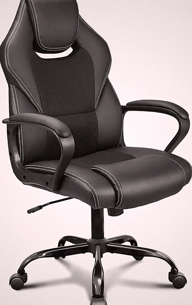BASETBL Bürostuhl Chefsessel 150kg PU-Leder ergonomisch schwarz Drehstuhl