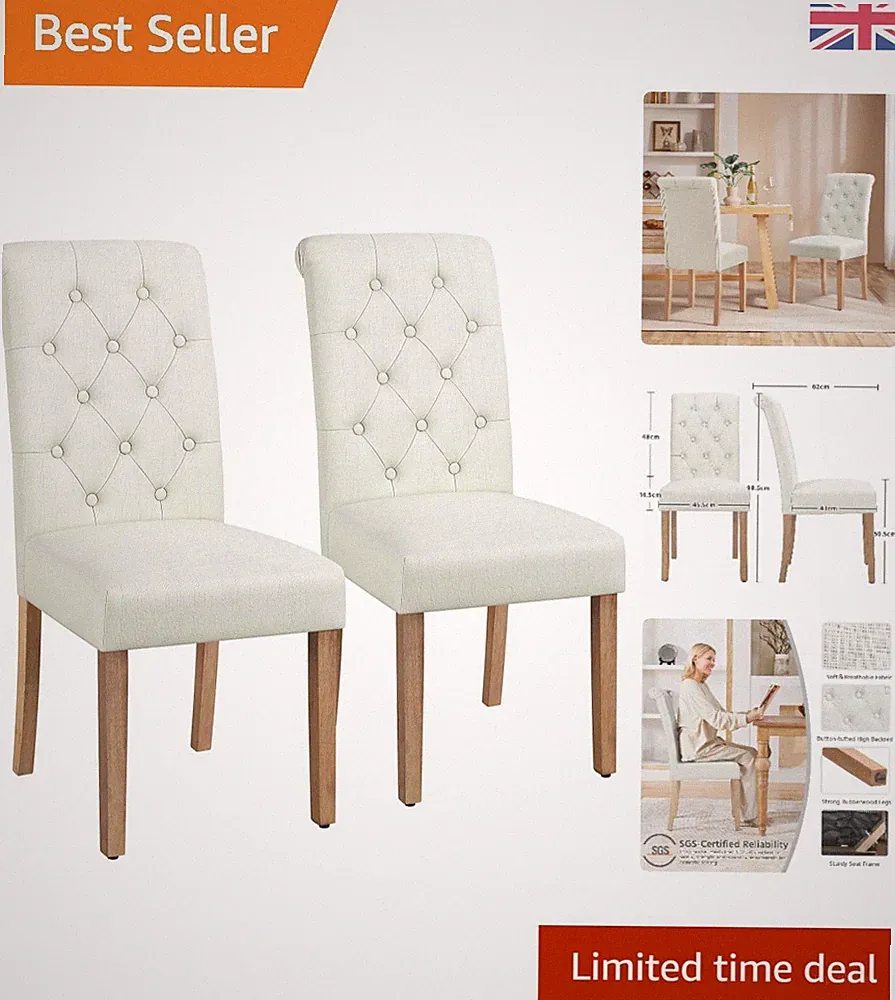 Beige gepolsterte Esszimmerstühle 2er Set - stilvoll und ergonomisch Komfort