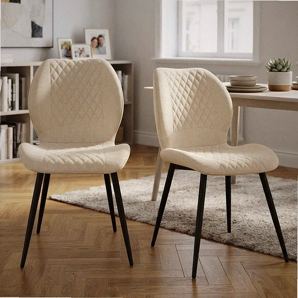 Bequeme beige Esszimmerstühle 2er Set - modernes ergonomisches Design für Zuhause
