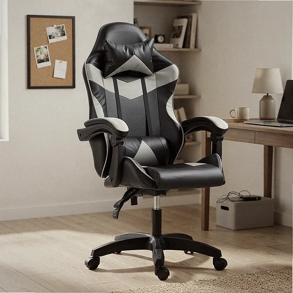 Bequemer Gaming Stuhl mit hoher Rückenlehne und modernem Racing Design & Höhenverstellbar