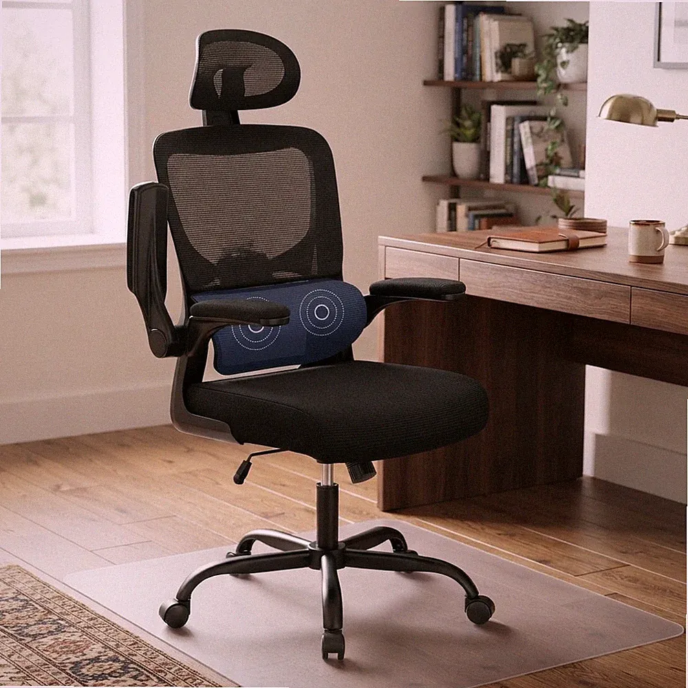 Bequemer verstellbarer ergonomischer Schreibtischstuhl mit Lordosenstütze für Büro und Zuhause