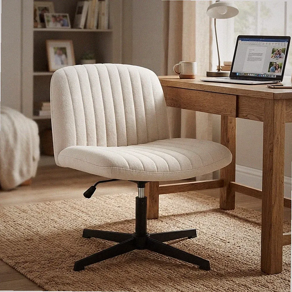 Breiter Sitz armloser Bürostuhl mit rutschfester Basis - perfekt für Home Offices