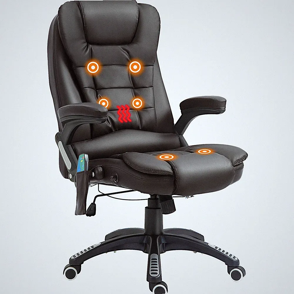Büro Computer Stuhl Massage Wärme Leder Liege Rollen Drehbar Fernbedienung
