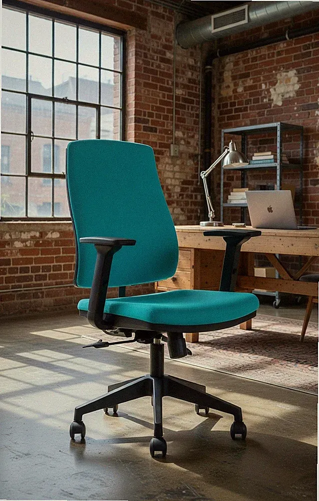 Bürosessel Türkis mit Kunststoffeinsatz und ergonomischer Sitzform