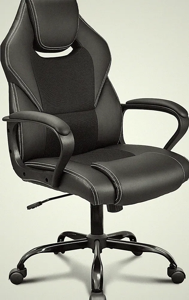Bürostuhl 150kg Ergonomisch PU-Leder Schwarz Mit Weichen Armlehnen PC