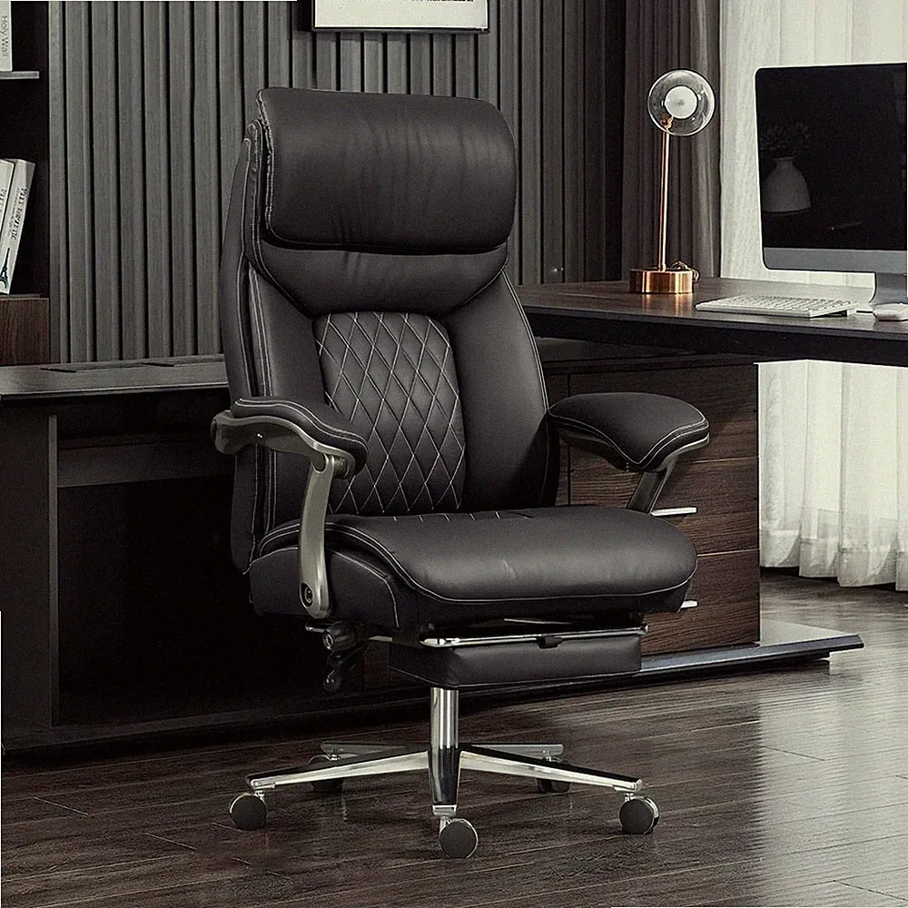 Bürostuhl 272 kg, ergonomisch, Hochlehne, Fußstütze, höhenverstellbar – Braun