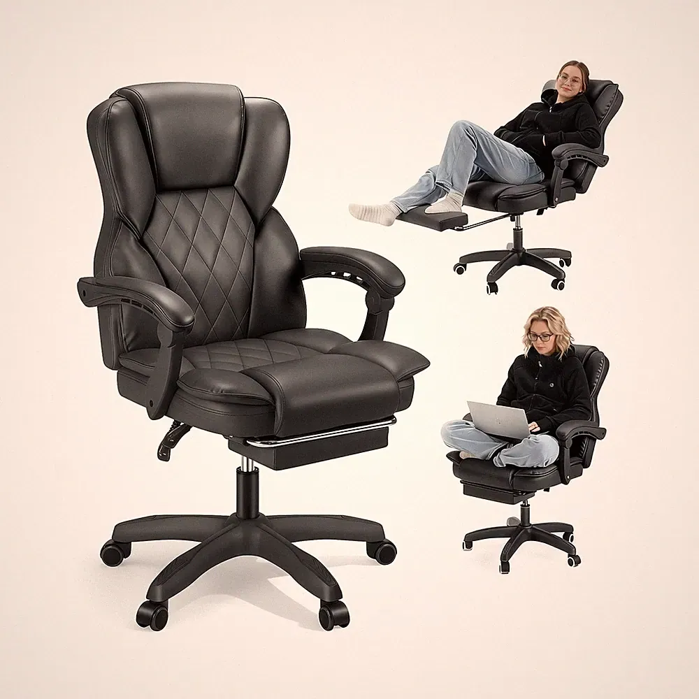 Bürostuhl bis zu 150kg mit Kopfstütze mit Armlehnen Ergonomischer