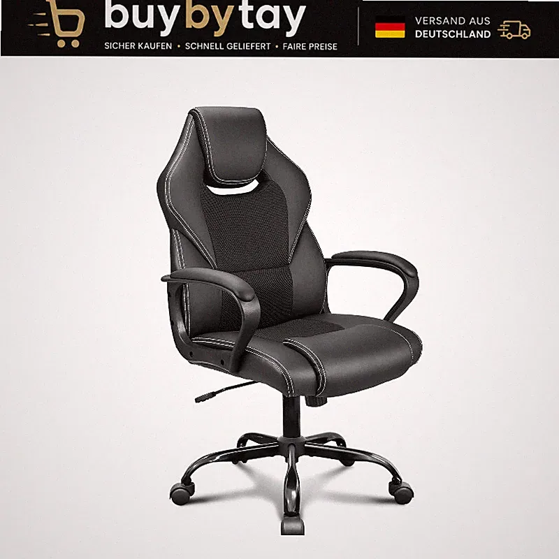 Bürostuhl Chefsessel 150kg Ergonomisch PU Leder Drehstuhl Schwarz mit