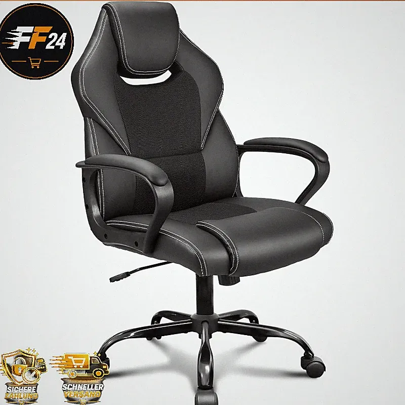 Bürostuhl Chefsessel 150kg Ergonomisch PU Leder Schwarz Drehstuhl mit Armlehnen