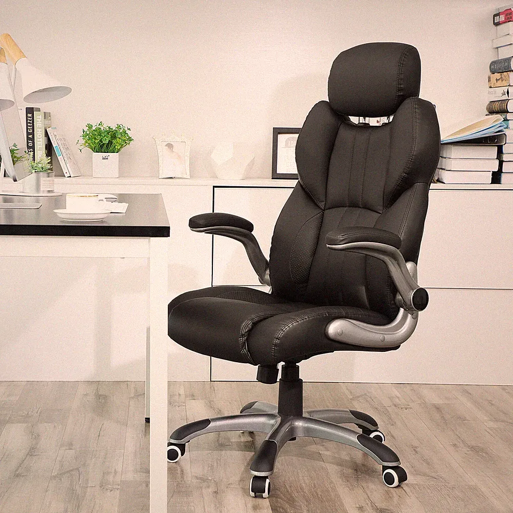 Bürostuhl Chefsessel Computerstuhl Drehstuhl PU ergonomischer Schwar OBG65BK