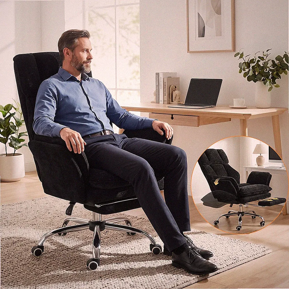 Bürostuhl Chefsessel Drehstuhl Ergonomisch Gaming stuhl mit Fußstütze bis 180KG