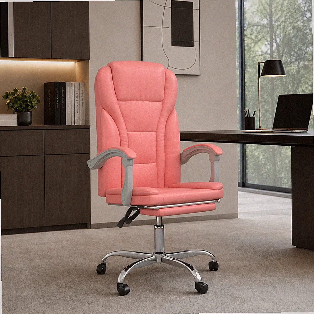 Bürostuhl Chefsessel Kunstleder Liegefunktion Drehstuhl Schreibtischstuhl Rosa