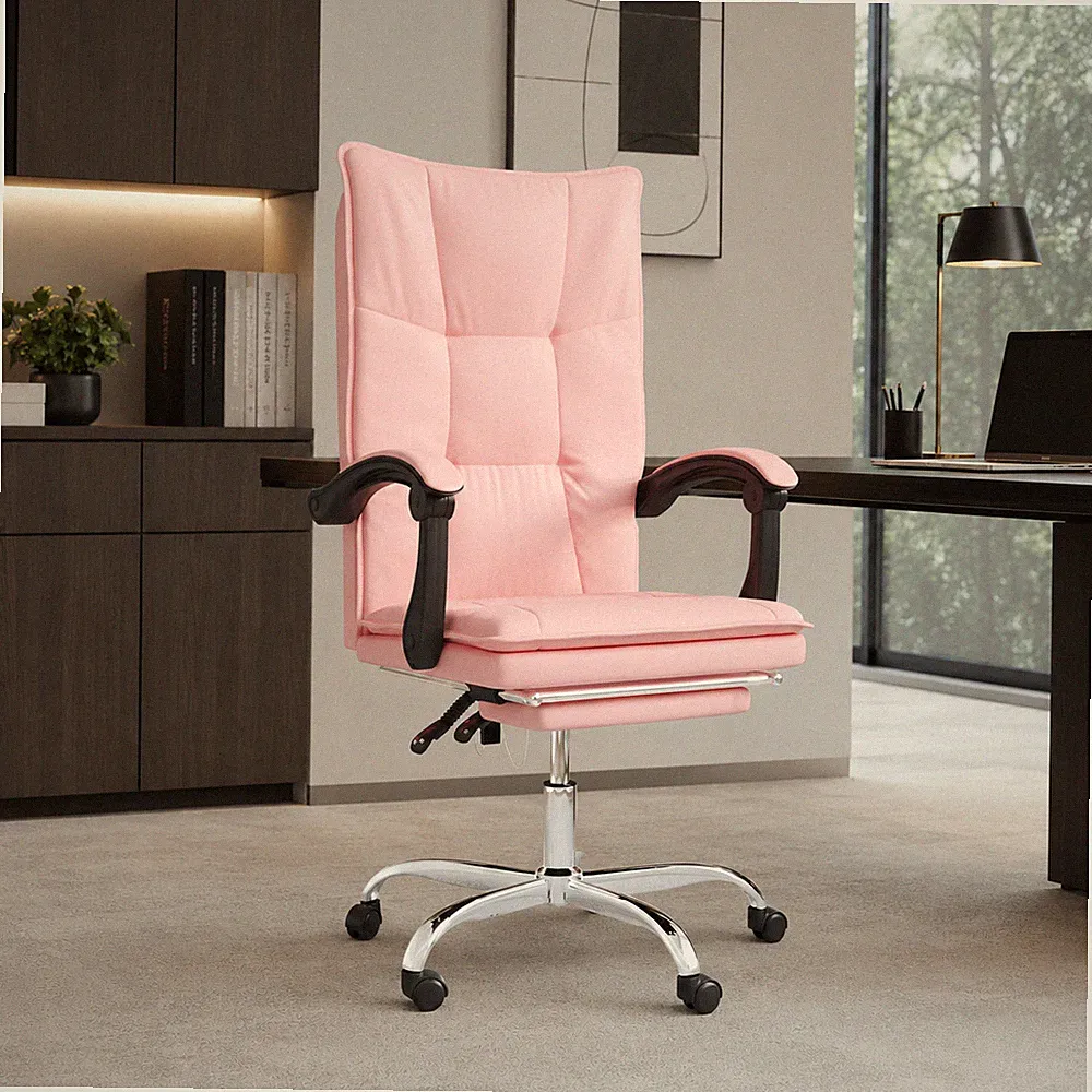 Bürostuhl Chefsessel Kunstleder Liegefunktion Schreibtisch Drehstuhl Rosa