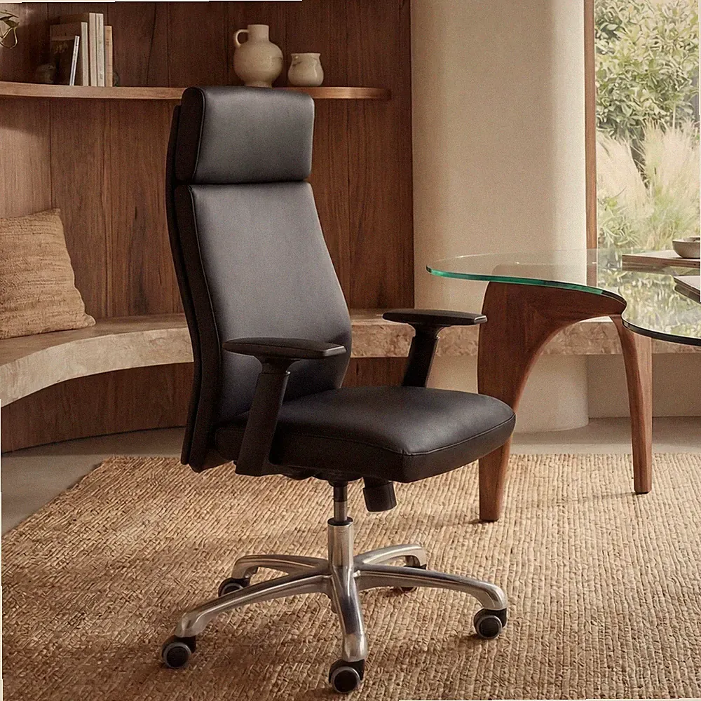 Bürostuhl Chefsessel PORTO Leder Schwarz Schreibtischstuhl Drehstuhl ergonomisch