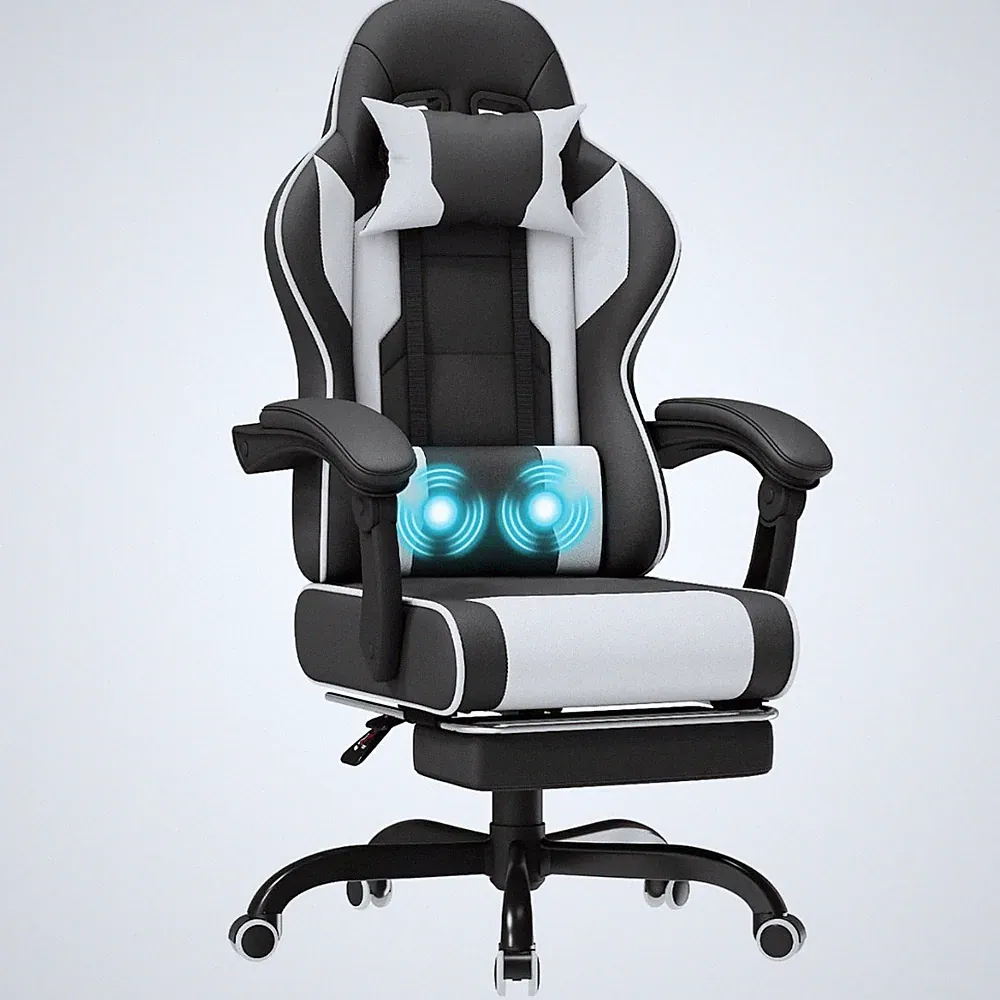 Bürostuhl Computerstuhl Gaming Stuhl Ergonomisch Massage Fußstütze Lordosekissen