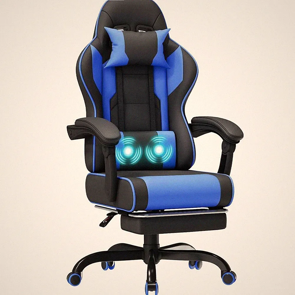 Bürostuhl Computerstuhl Gaming Stuhl Ergonomisch Massage Fußstütze Lordosekissen