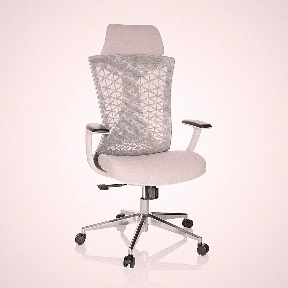 Bürostuhl Drehstuhl Schreibtischstuhl Kopfstütze ergonomisch hellgrau Mesh