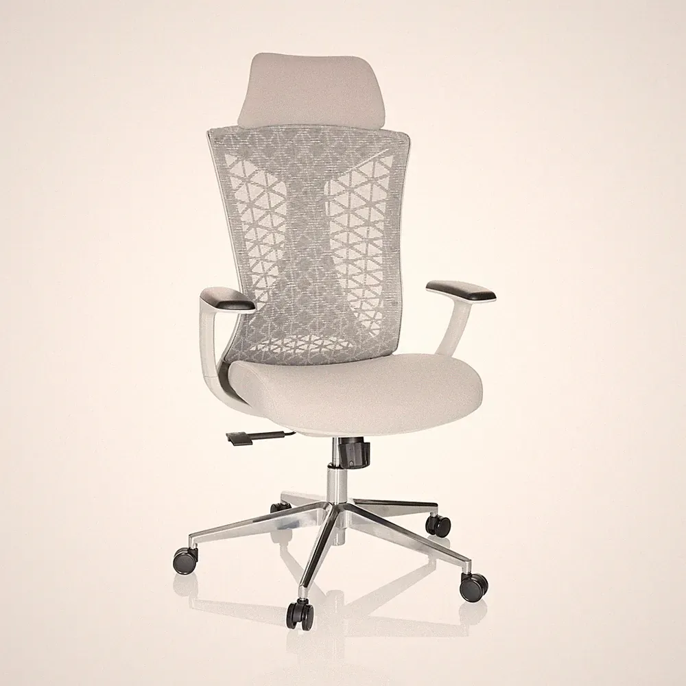 Bürostuhl Drehstuhl Schreibtischstuhl Kopfstütze ergonomisch hellgrau Mesh