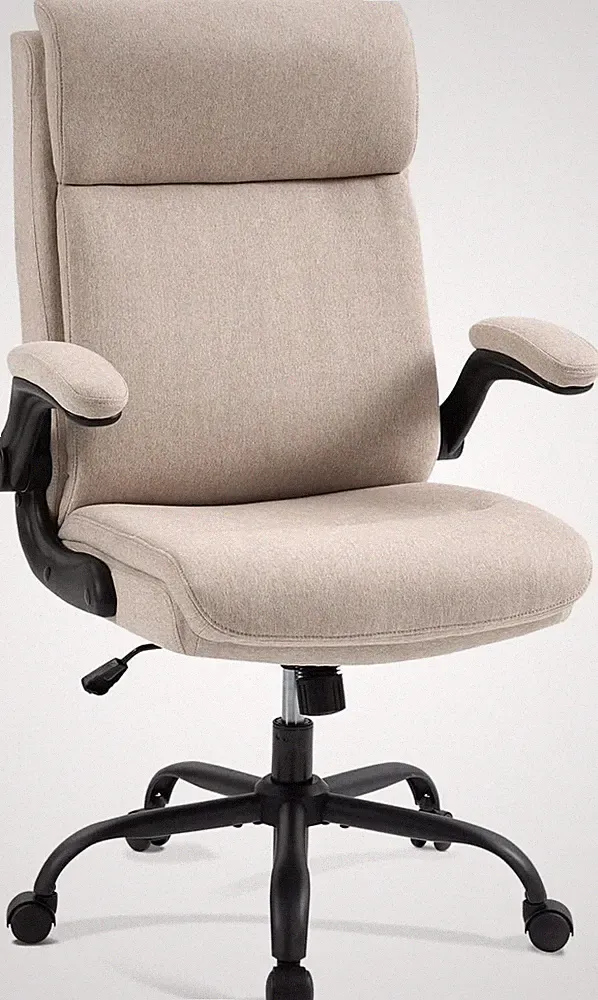 Bürostuhl Ergonomisch 150kg Beige Stoff Schreibtischstuhl für Home Office