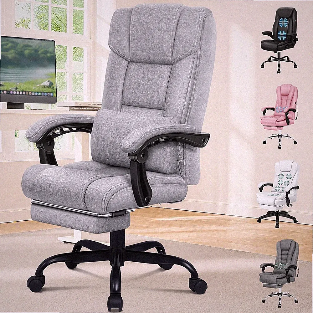 Bürostuhl Ergonomisch Chefsessel 150° Liegeposition Grau für Home Office