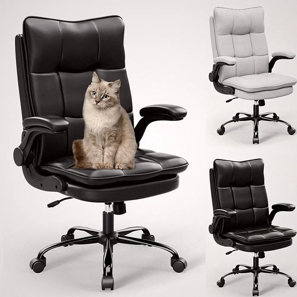 Bürostuhl Ergonomisch Chefsessel Armlehnen Kratzfeste Leder Schreibtischstuhl DE