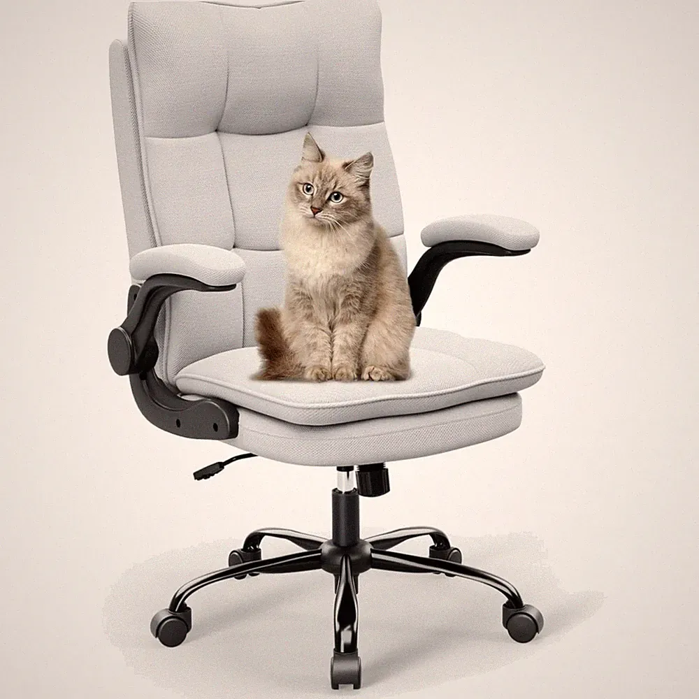 Bürostuhl Ergonomisch Chefsessel Drehstuhl Hochbelastbar Stoff Grau