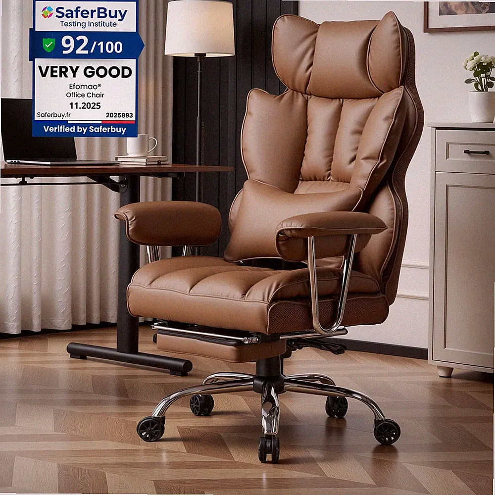 Bürostuhl Ergonomisch Chefsessel PU-Leder Lendenwirbelstütze Home Office 200kg