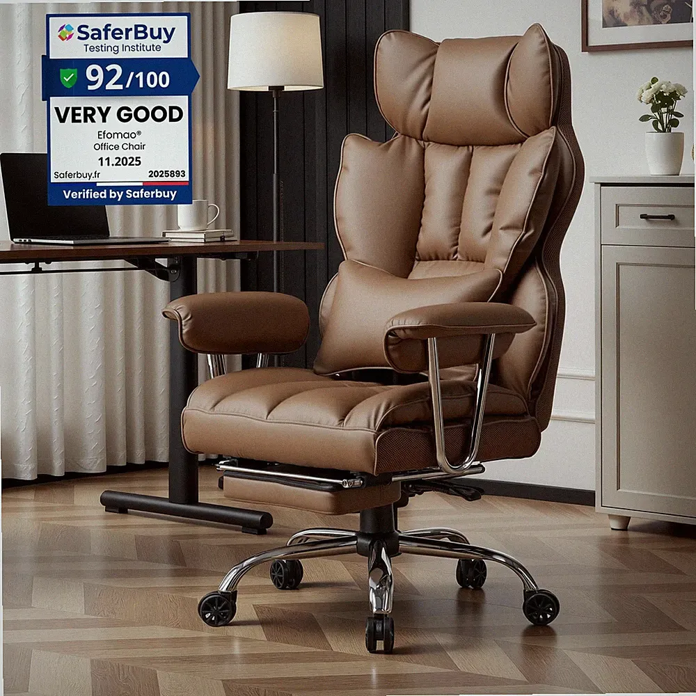 Bürostuhl Ergonomisch Chefsessel PU-Leder Schreibtischstuhl Fußstütze 200kg