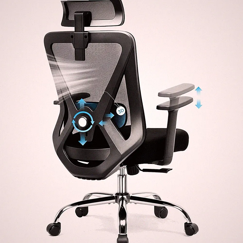 Bürostuhl Ergonomisch Chefsessel verstellbar Mesh schwarz