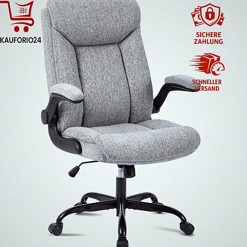 Bürostuhl Ergonomisch Drehbar Höhenverstellbar Mit Armlehnen Grau für Büro