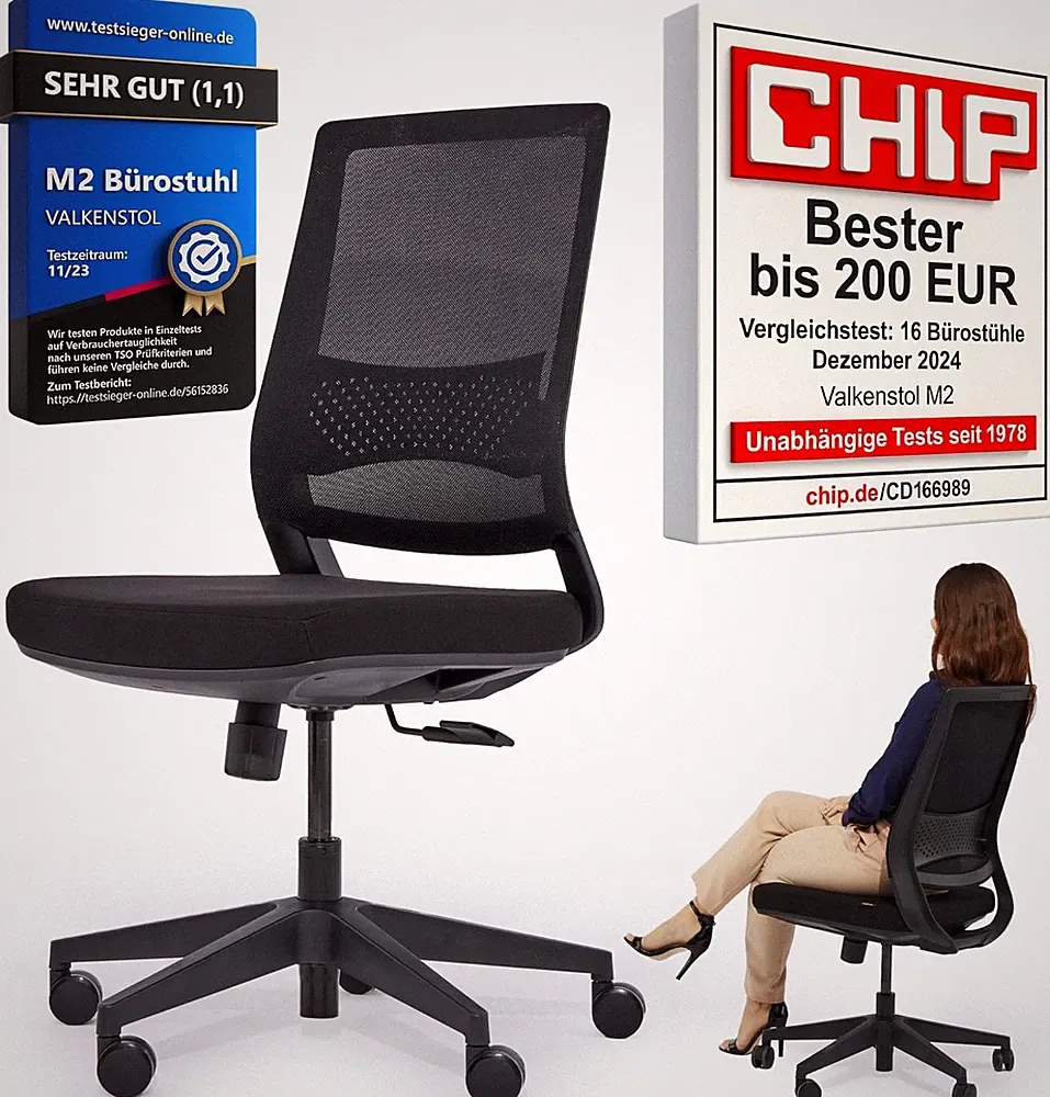 Bürostuhl ergonomisch Drehstuhl Valkenstol M2 essential Sitzpolster NEU mit OVP