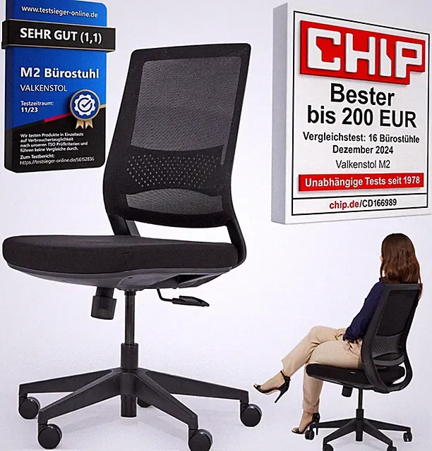 Bürostuhl ergonomisch Drehstuhl Valkenstol M2 essential Sitzpolster NEU mit OVP