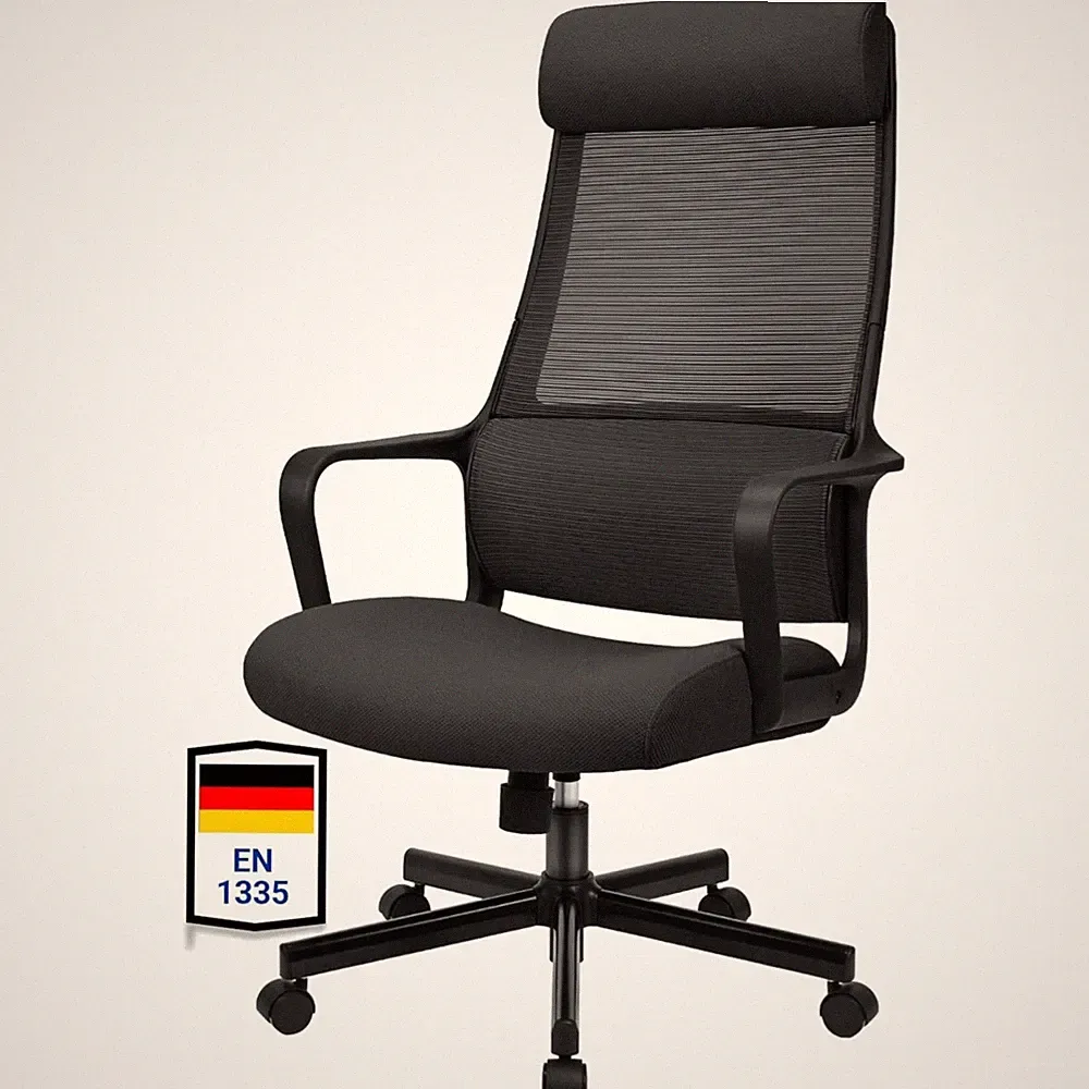 Bürostuhl, Ergonomisch, Drehstuhl, Verstellbar, Kopfstütze, Armlehne, Höhenve...