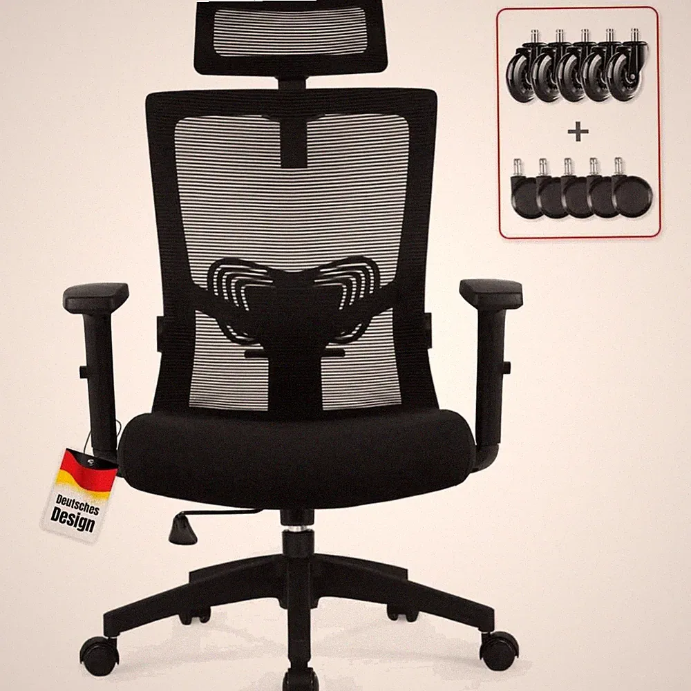 Bürostuhl ergonomisch, Drehstuhl, verstellbar, Mesh, bis 150kg, Chefsessel